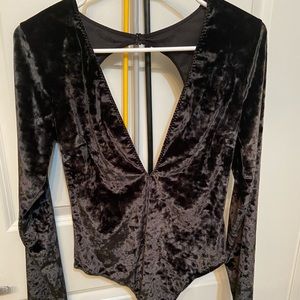 Victoria’s Secret Black Velour Bodysuit NWT